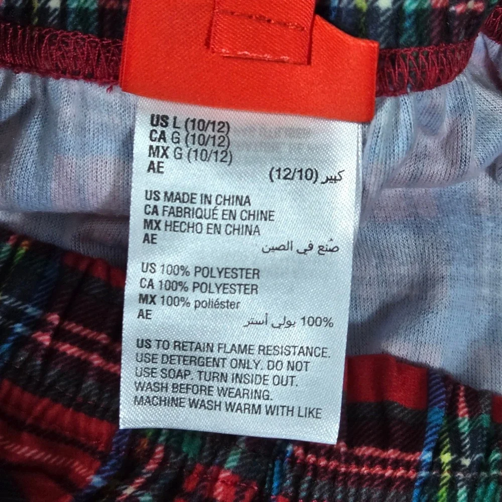 Holiday Lane Kids L 10-12 Brinkley Plaid Pajama Set Red Green Tartan NEW